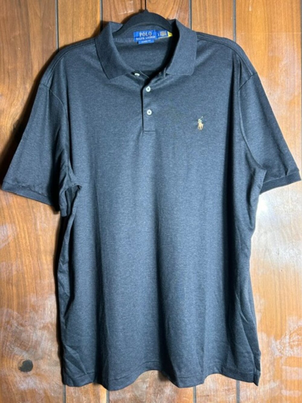 Polo Ralph Lauren Polo Shirt Mens Sz Lg Grey Soft Touch Classic Fit Flesh Pony